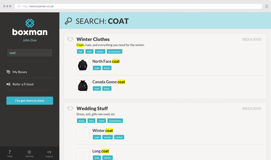 Easily search for items when you want them back